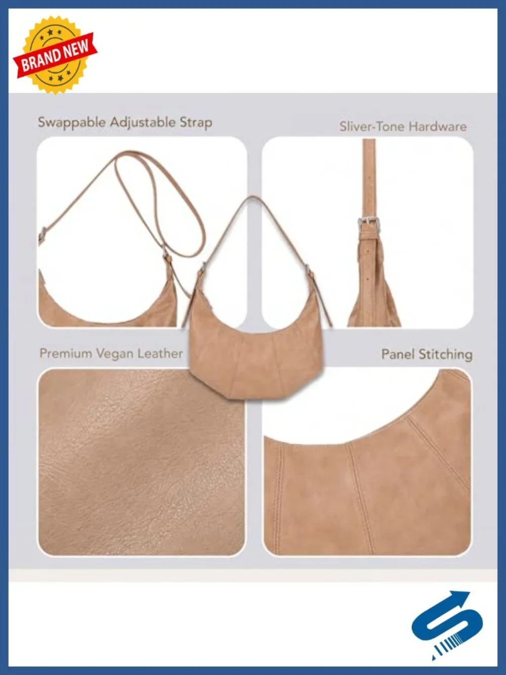 Slouchy Vegan Leather Hobo Shoulder Bag with 2 Adjustable Straps Convertible